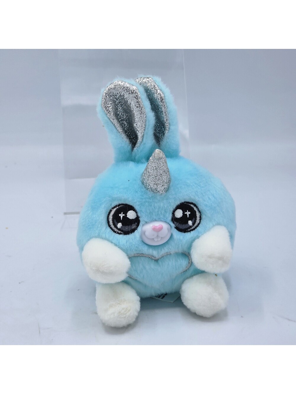 Unicorn Bunny Wings 5" Blue Sparkly Round Stuffed Plush Toy Zuru Collect Gift